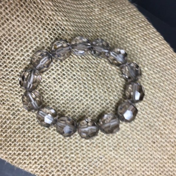 Faceted Translucent Stretch Bracelet Smoky Purple Sparkly Retro Soft Girl BoHo - Picture 1 of 2